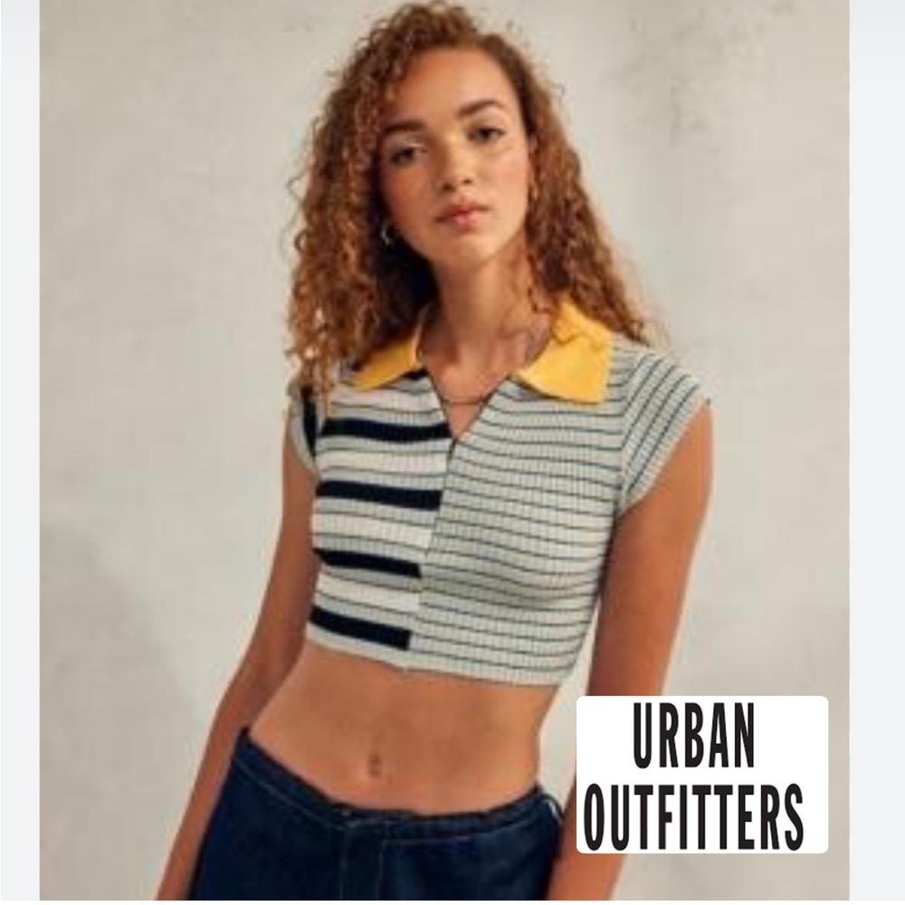 Urban outfitters BDG striped knit collared half zip open back